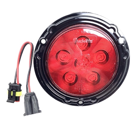 Truck-Lite Super 44, Led, Red, Round, 6 Diode, Stop/Turn/Tail, Black Flange Mount Forget S.S.,  44036R